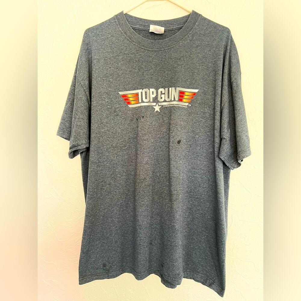 VINTAGE Top Gun Movie Promo 2004 Wingman Shirt Short Sleeve Gray Men's Size XL